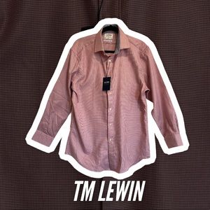 NWT TM Lewin Fitted Dress Shirt Twill Red 16.5/33